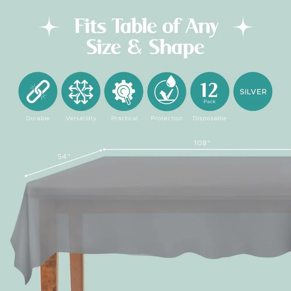 Mountclear 12-Pack Disposable Plastic Tablecloths 54
